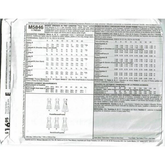 McCalls Sewing Pattern 5846 Dress Laura Ashley Siz - Picture 2 of 2